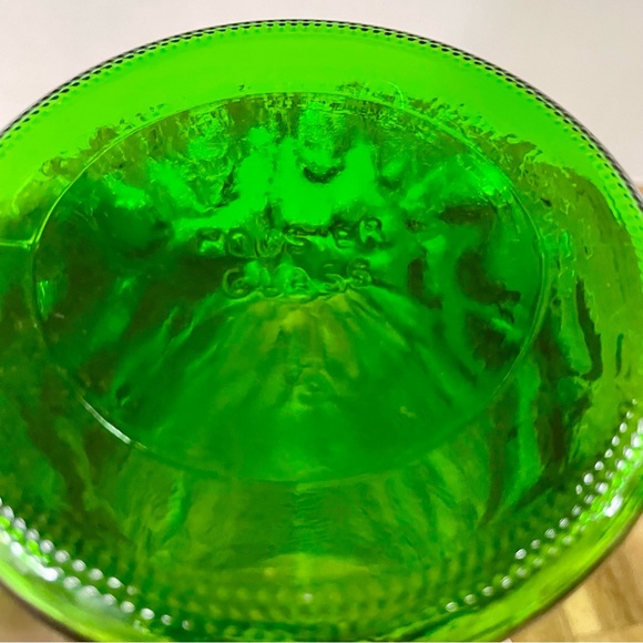 VTG Hoosier Glass Crinkle Green Vases 70’s Textured Swirl & Ribbon Mid Century - Picture 7 of 10